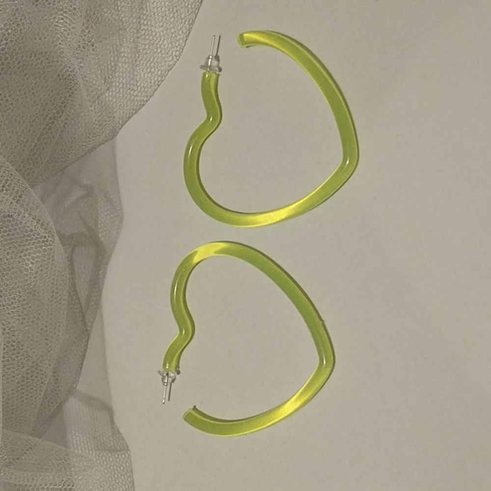 Neon Acrylic Heart Hoop Earrings! - Picture 6 of 6